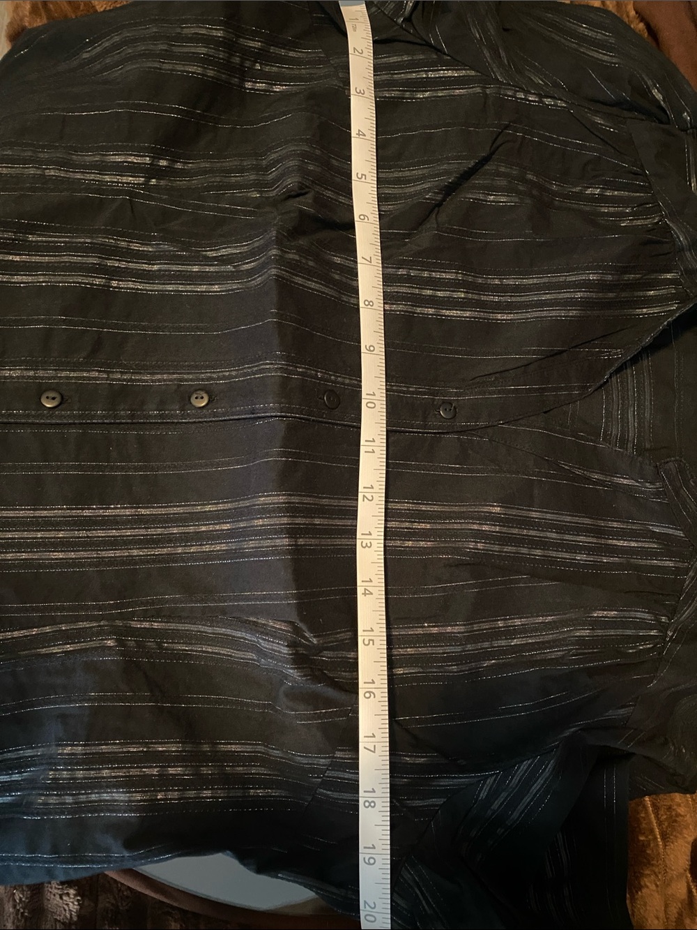 a.n.a Black Silver metallic Pinstripe Button Down shirt Size PL - Picture 7 of 7